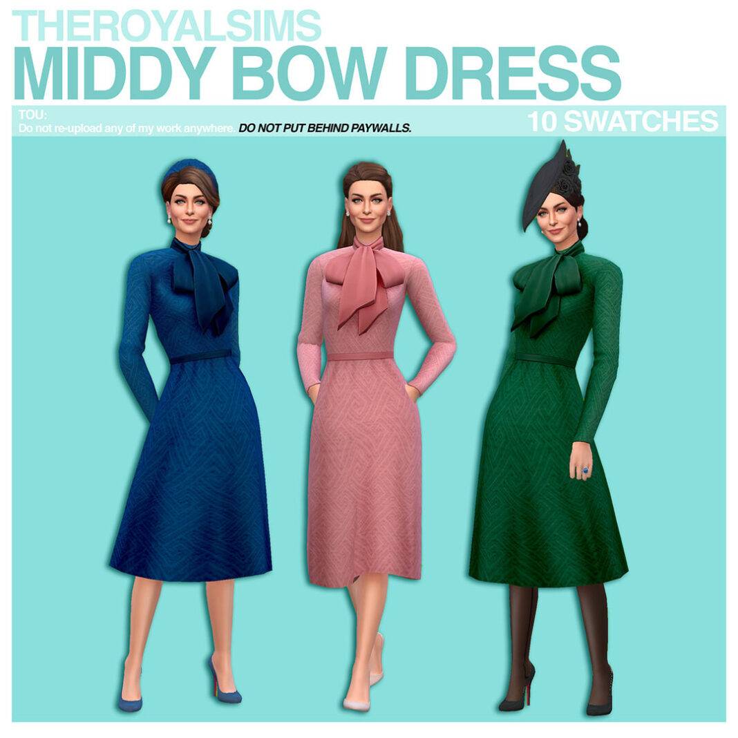 THEROYALSIMS MIDDY BOW DRESS