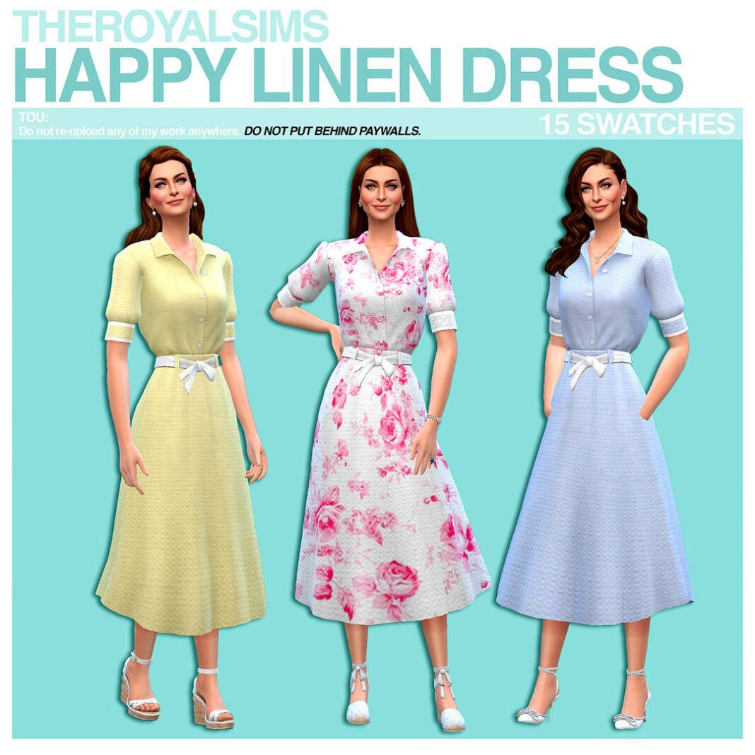 THEROYALSIMS HAPPY LINEN DRESS