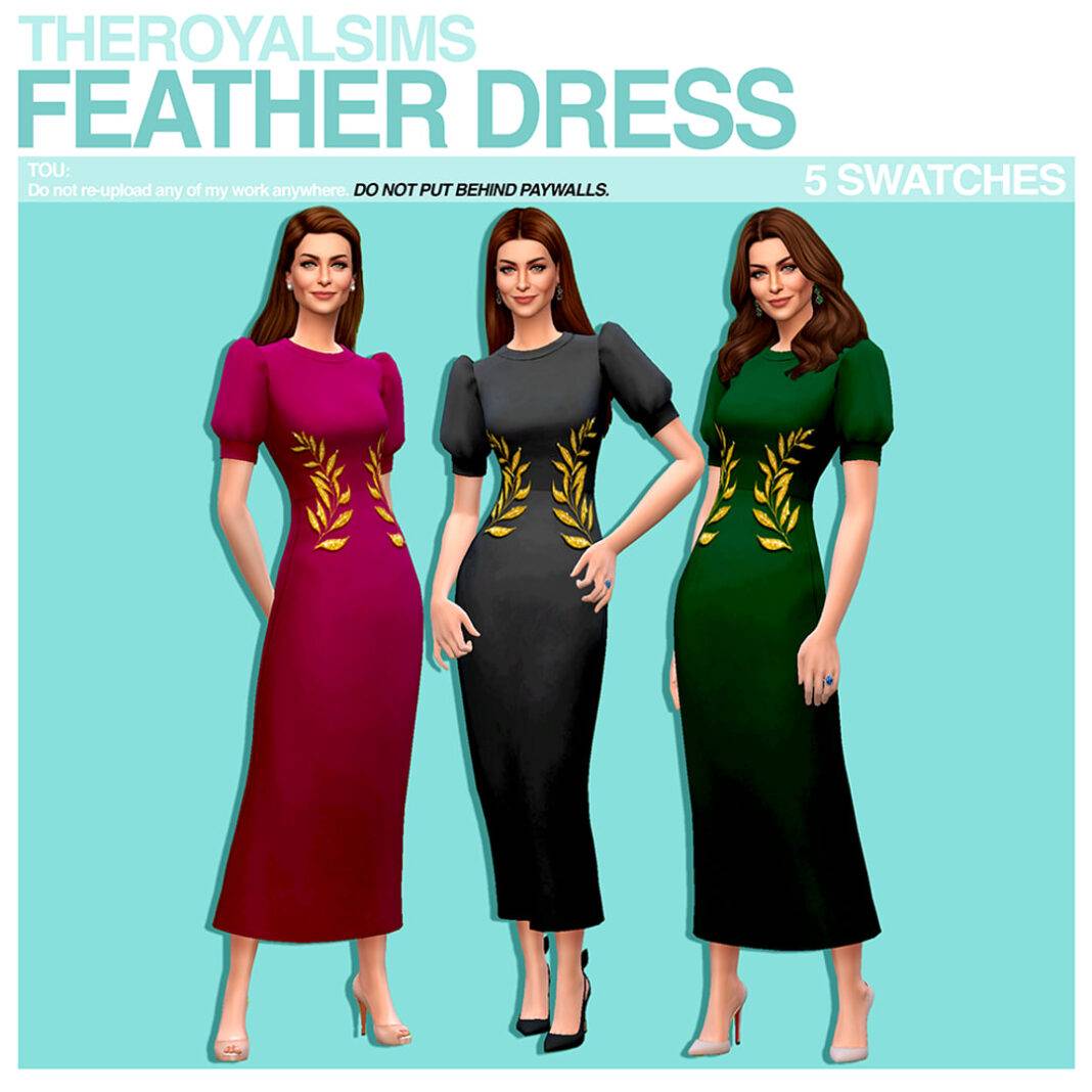 THEROYALSIMS FEATHER DRESS
