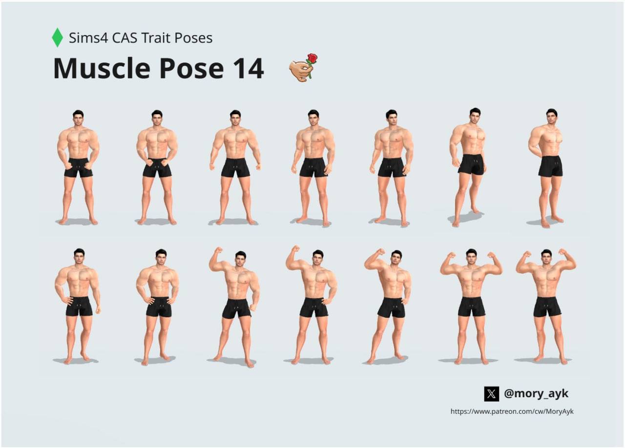 The Sims 4 Mod - Pose Muscle CAS特質置換MOD マッスルポーズ By Mory Ayk - Simscolony